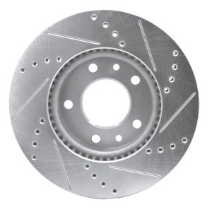 Kia Sedona Brake Rotor (1) - Front Left - R1 Concepts - Drilled & Slotted - Silver - `03-`05